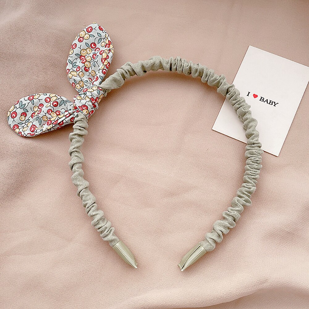 Retro Bloemen Print Kids Haarband Strik Hoofdband Doek Konijn Oren Haarband Vrouwen Meisjes Accessoires Hoofd Hoepel Sieraden: 2