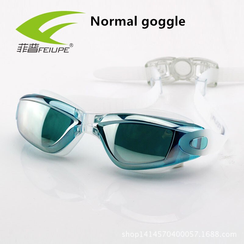 Lunettes de natation pour hommes et femmes, Anti-buée, Protection UV, Gel de silice, étanche, pour plongée, M619AMR: Lake Blue