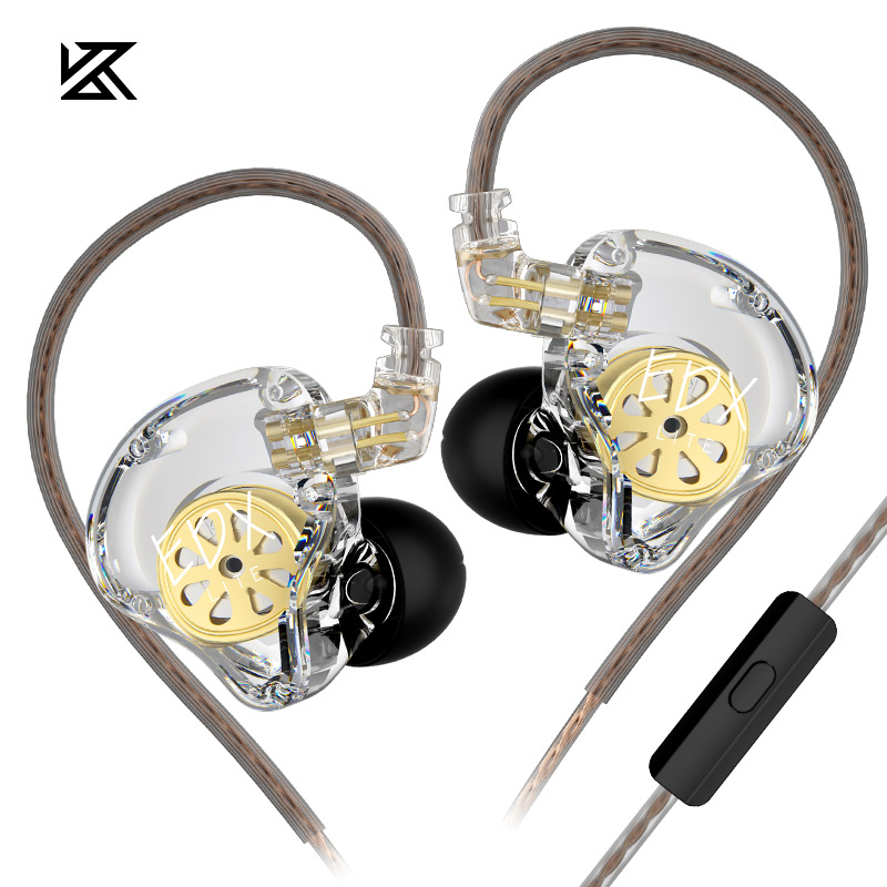 KZ EDX Lite auriculares con cable HiFi auriculares intrauditivos auriculares música correr bajo juego deporte auriculares de Metal con micrófono: YELLOW