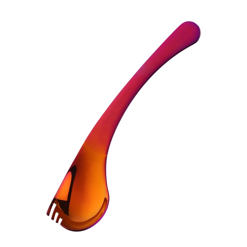 Cuchara de acero inoxidable para ensalada, 2 en 1 cuchara curva multifunción creativa, tenedor para fruta, Yogurt, vajilla, 8 colores, 2 uds.: Rainbow no.3 2pcs