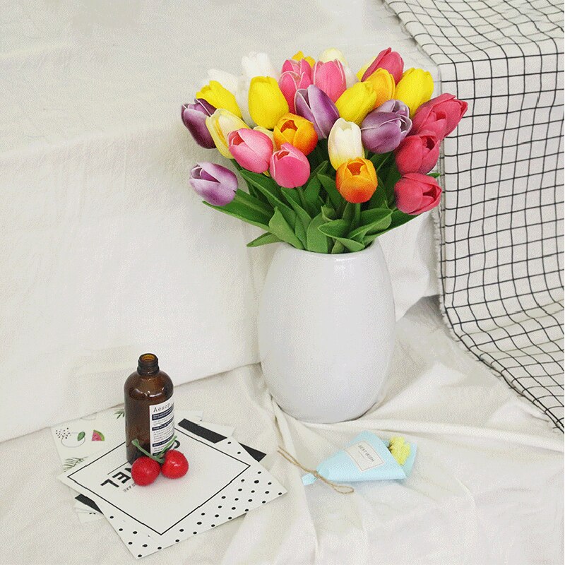 10 Pcs Kunstbloemen Tulpen Bloem Kunstmatige Boeket Nep Bloem Bruidsboeket Versieren Bloemen voor Bruiloft Home Decor