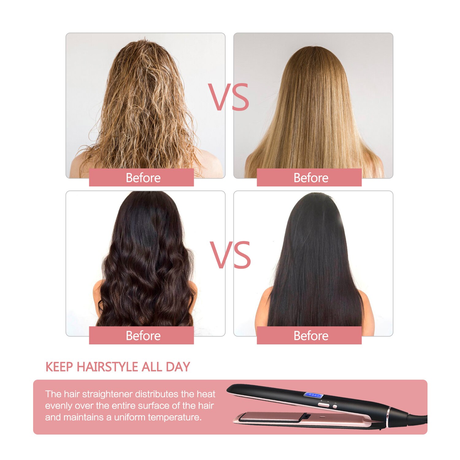 2 In 1 Hair Straightener And Curler Mini Plate Straightening Flat Iron Spiral Wave Hair Curling Fast Heating Ceramic Hair Styler