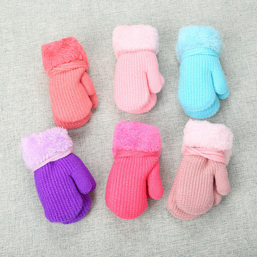 Arloneet Winter Warm Baby Handschoenen Dikker Breien Wanten Baby Leuke Stiksels Meisjes Jongens Van Winter Warm Bandjes Handschoenen CJ10