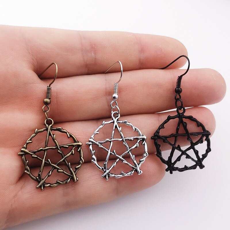 Vintage goth gothic femtakkede stjerne dangle øreringe til kvinder trendy punk 90s egirl grunge goblincore emo tilbehør