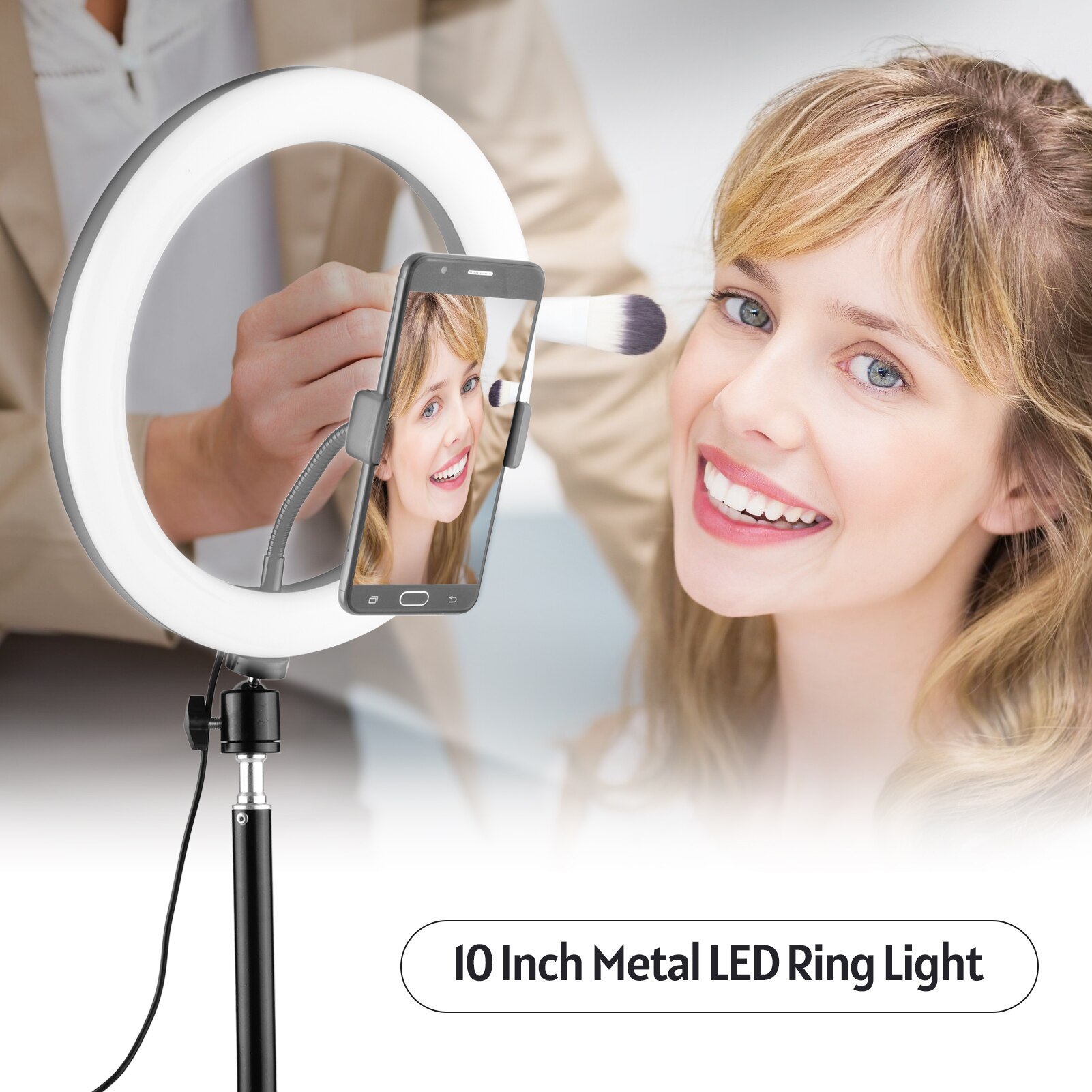 10 Inch LED Ring Light 3 Lighting Modes 10 Levels Brightness USB Powered for Live Video Recording Selfie Makeup LED Ring Light