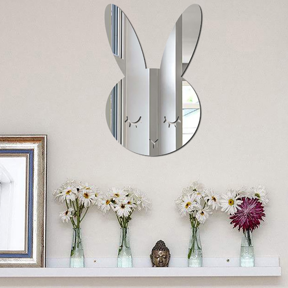 Søde akryl spejl kanin sky form badeværelse nordisk akryl spejl tegneserie væg kamera rekvisitter børneværelse væg dekoration