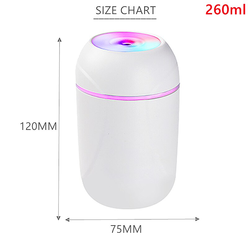 260Ml Slaapkamer Ultransonic Air H2o Luchtbevochtiger Aromatische Vaporizer Auto Usb Humidificador Geur Geur Geur Diffuser Mist Maker