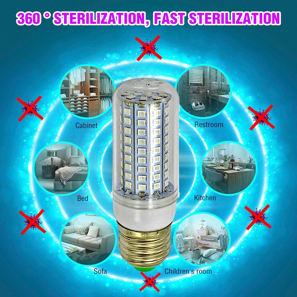 E27 10W 102 LED UV Germicidal Lamp UVC Ultraviolet Disinfection Sterilizer Sanitizer Light Corn Bulb Anti Bacteria Kill Mite