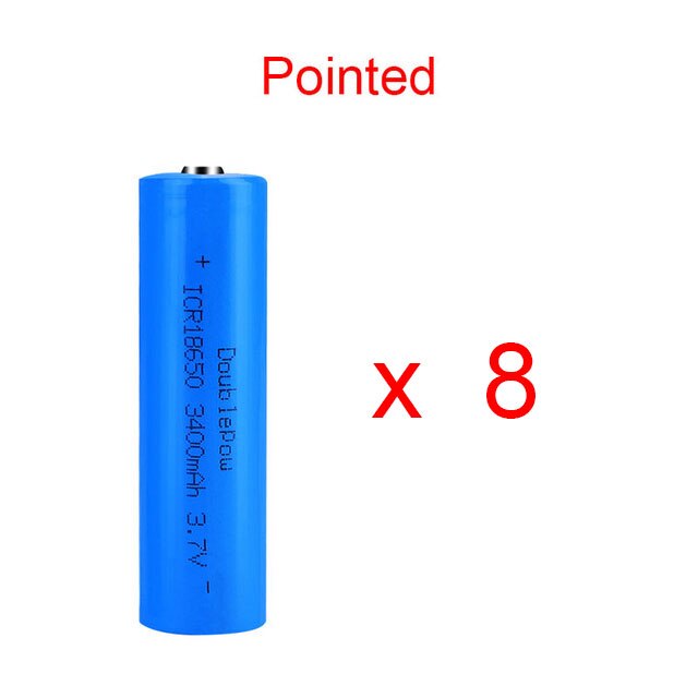 100% Originele Doublepow 18650 3.7V 3400Mah 18650 Oplaadbare Lithium Batterij Voor Zaklamp Batterijen: 8 PCS Pointed