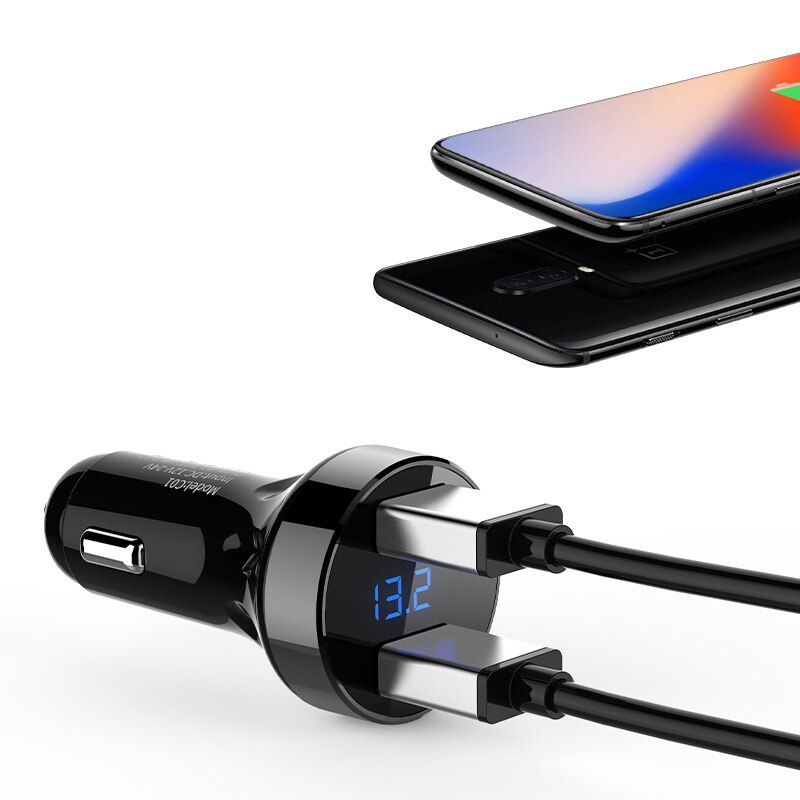 Digital display car charger Multi-function car charger display car charger 2.4A 2USB car charger smart car charger