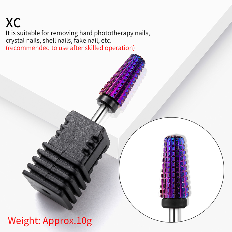 Brocas de carburo de tungsteno chapadas en púrpura para uñas, accesorios de manicura, cortador de fresado, , 5 en 1: Amarillo claro