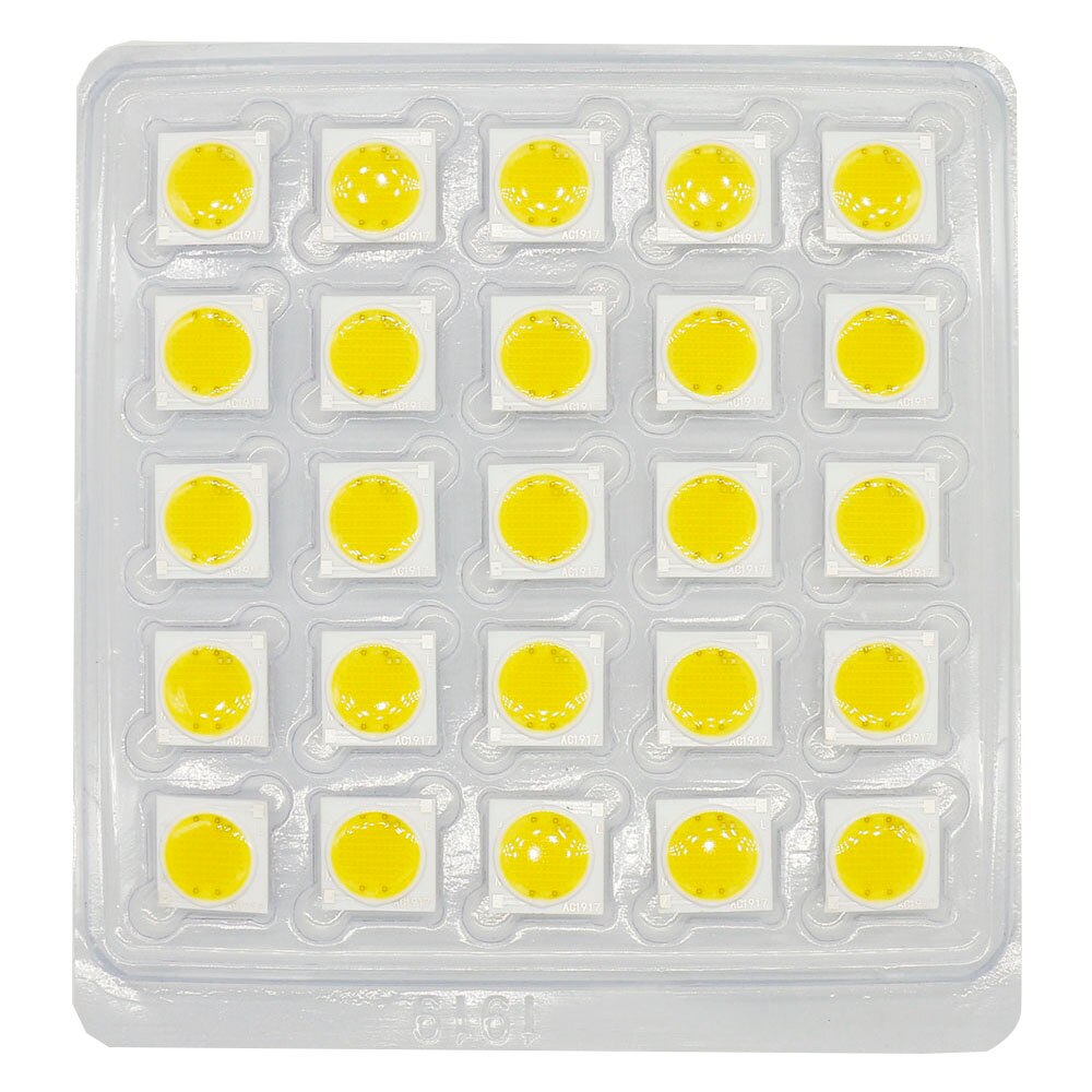 Puce LED COB en céramique, 12w 15w 20w 30w 50W 19x19MM, 25 pièces, Source de lumière Diode électroluminescente à haute conductivité thermique ac 220v, KIT de bricolage