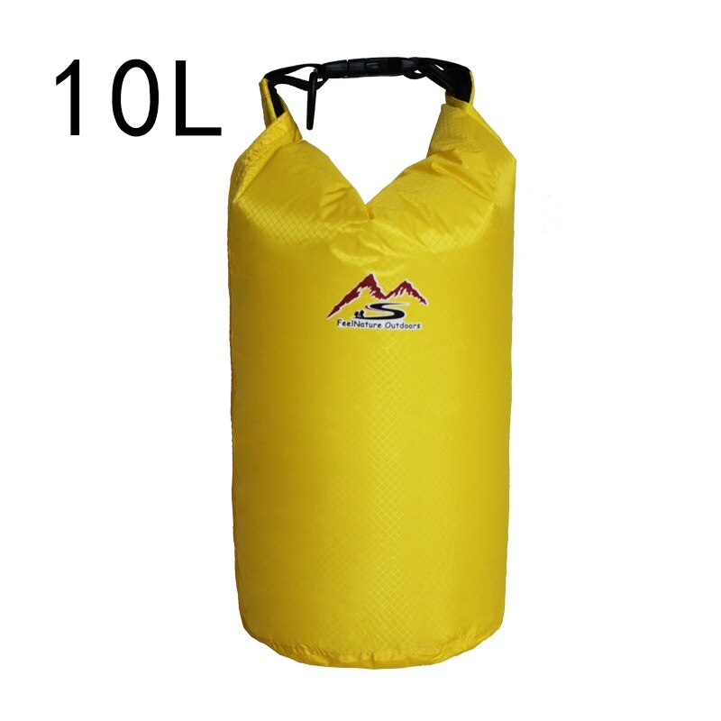 Bolsa impermeable para natación al aire libre de 5L/10L/20L/30L, bolsa seca de almacenamiento para Rafting y Camping con gancho de correa ajustable: yellow 10L