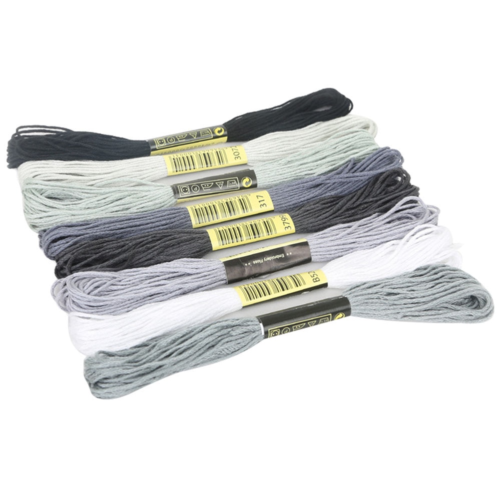 8Pcs 7.5m Waterproof High Toughness Cotton Embroidery Threads Floss DIY Craft Cross Stitch Threads Sewing Thread Sewing Tools: Grey