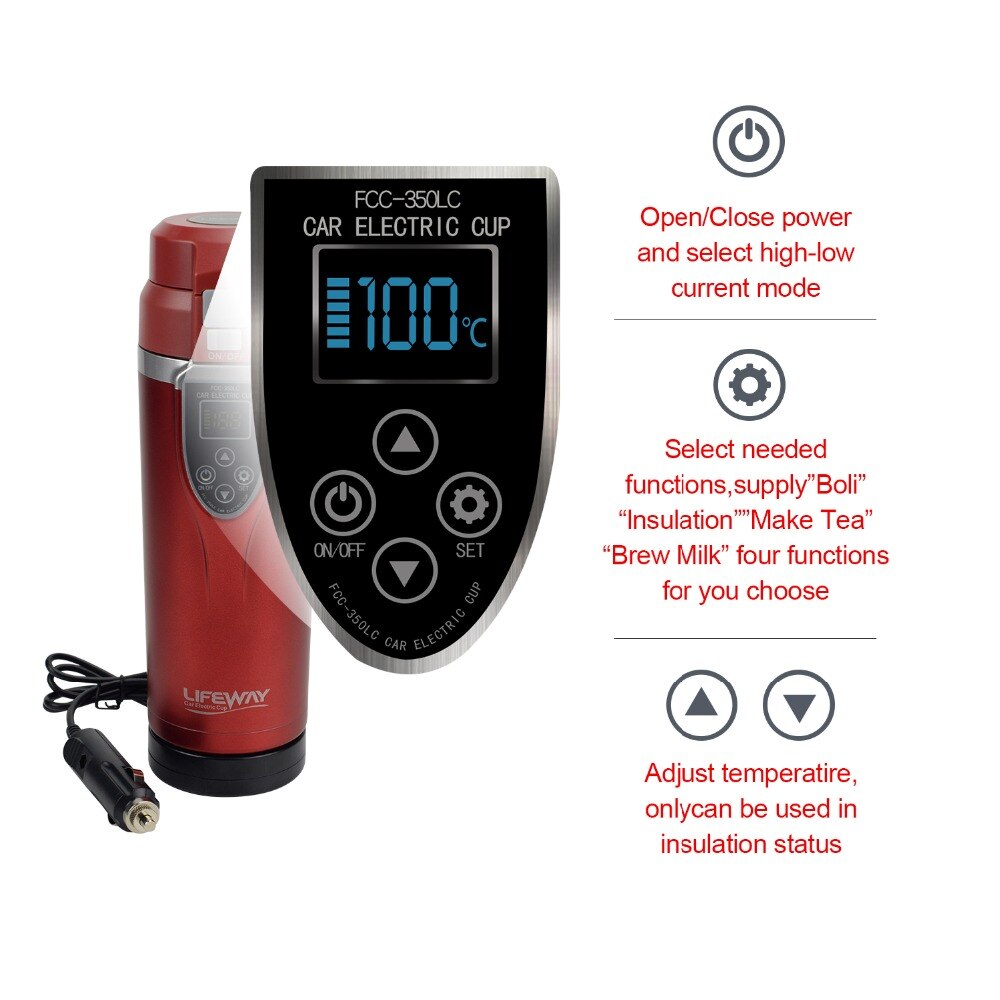 Controle de temperatura 12v 24v chaleira elétrica do carro de aquecimento de cristal copo inteligente mutil-escolha caneca fervida e isolada copo de viagem