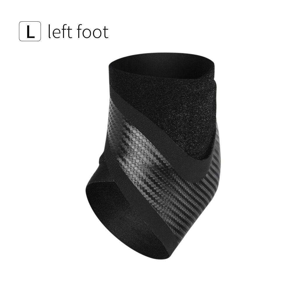 Svart 3d tryck ankelstöd basket volleyboll sport gym badminton fotledsskydd med rem bälte elastisk: Jag vänster fot