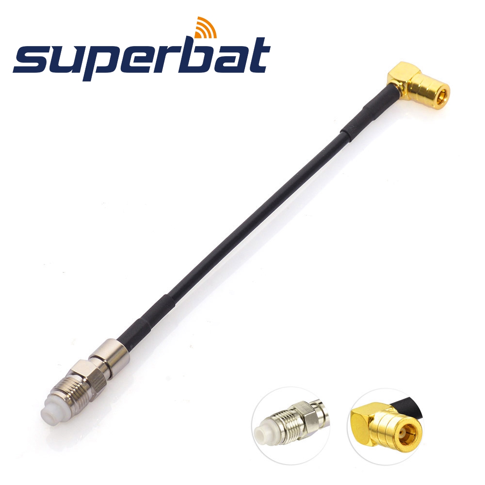 Superbat DAB/DAB+ Car Radio SMB Connector Aerial FME Male Plug to SMB Female Jack Right Angle cable for Sony DAB
