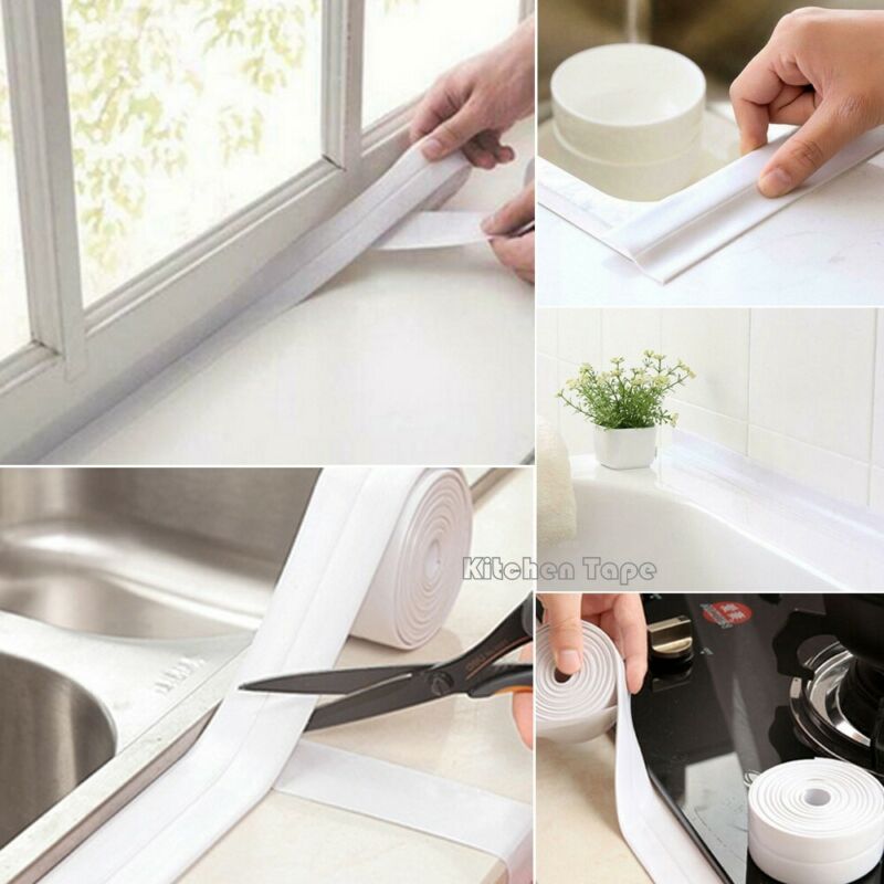 1 stk badeværelse brusebad vask forsegling strip tape vandtæt meldug tape hvid pvc selvklæbende tape væg klistermærke til køkken