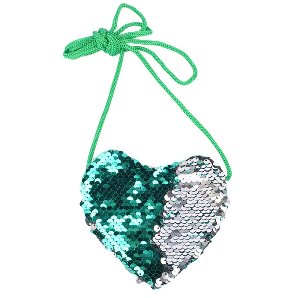 Children Messenger Bag Handbags Cute Kid Toddler School Bags Kindergarten Children Girls Mermaid Sequins Coin Purse 26: green