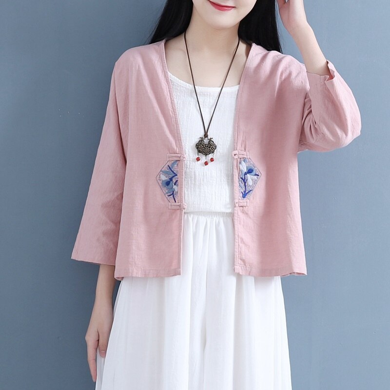 Estilo chino ropa blusa de las mujeres amarillo chino camisa Qipao de algodón superior en línea tienda china mujer asiática de la ropa 10065: 2