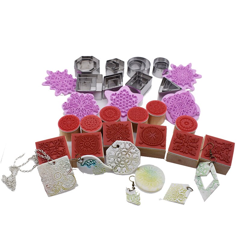 Clay Tool Stainless Steel Geometry Cutting Mold Clay cutter Baroque Mandala texture emboss stamp block pottery tools kit