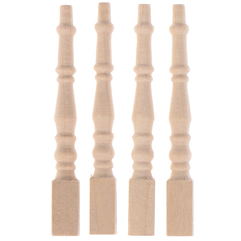 4Pcs Brain Game Kids Toys Dollhouse Miniature DIY Wooden 1:12 Furniture Leg Chair Table: Default Title