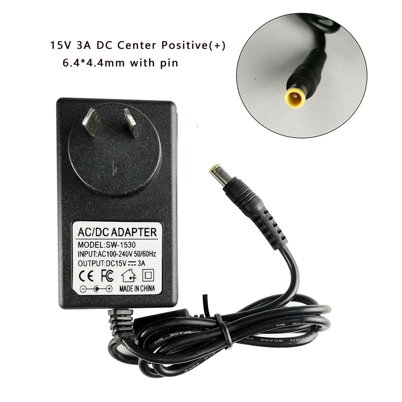 15v 3a 6.4*4.4mm med pin ac / dc-adapter oplader til sony srs -x55 srs-btx 500 srs -xb3 bærbar bluetooth højtaler strømforsyning