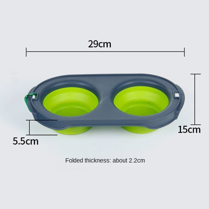 Bol doble para perro plegable de silicona, maceta de perro y gato, bote antideslizante, tazón individual, portátil
