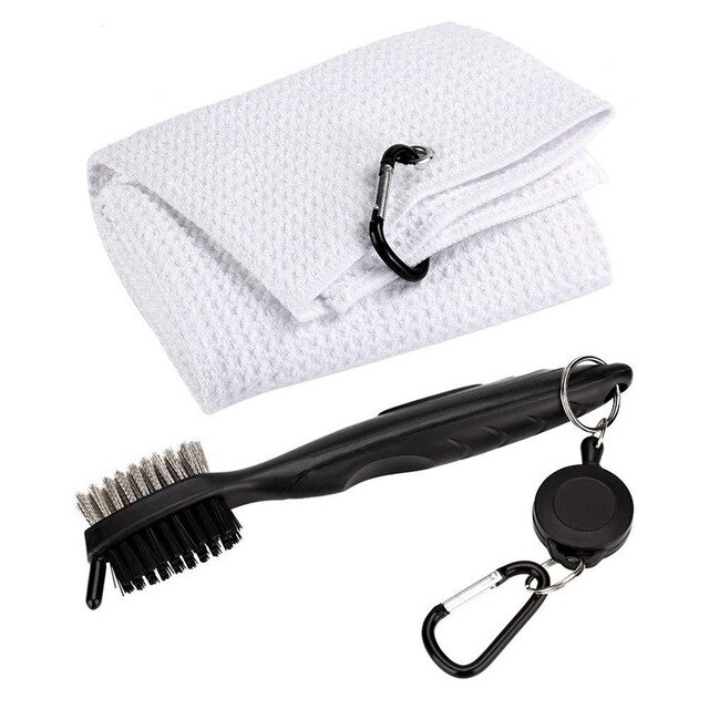 Outdoor Golf Handdoek Borstel Tool Kit Met Club Groove Cleaner Intrekbare Verlengsnoer En Clip Sport Accessoires: WHITE