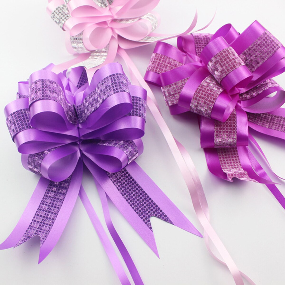Boog Applicaties, 50 stks Mini Satijnen Lint Strikken Kant Craft Strik voor Kleding Rokken Hoofdband Sokken Cadeaupapier Bruiloft Decoratie (Rose