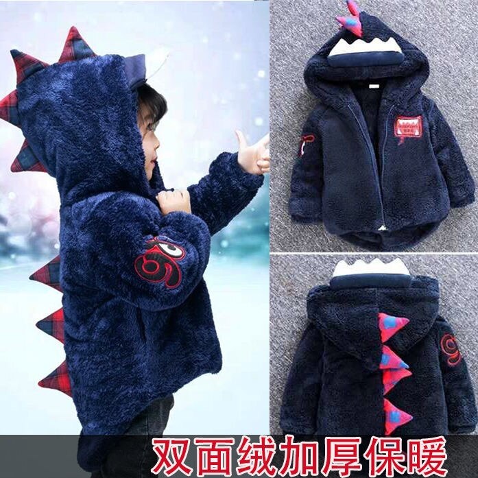 Kinderen Dinosaurus Baby Kids Winter Kleding Katoenen Baby Jongens Jas Plus Dubbele Fluwelen Jas Jas Kids Warm Bovenkleding Kleding