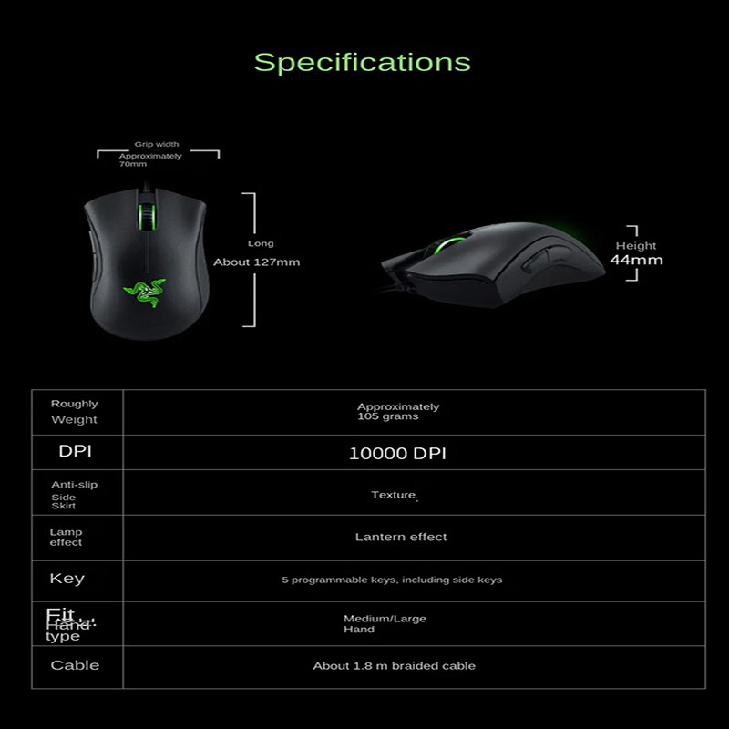 Razer DeathAdder Essentiële Bedrade Gaming Muis Muizen 6400 DPI Optische Sensor 5 Onafhankelijk Knoppen Voor Laptop PC Gamer