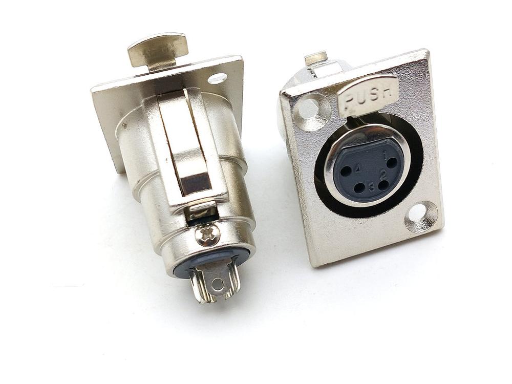 2 PCS metal 4 pin FEMALE XLR Chassis Mounted Socket panel Connectors