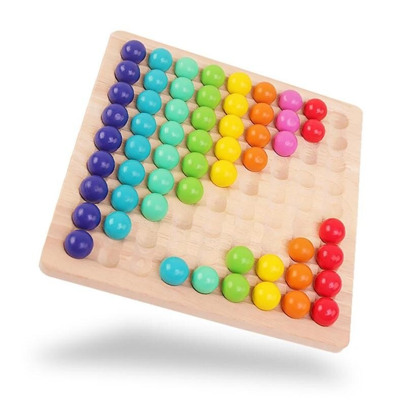 Juego de juegos Go de madera con cuentas de puntos, juguete de mesa, juego de arco iris, almacenamiento, cuenco, cuentas, rompecabezas, pinzas de madera, rompecabezas, E9B9