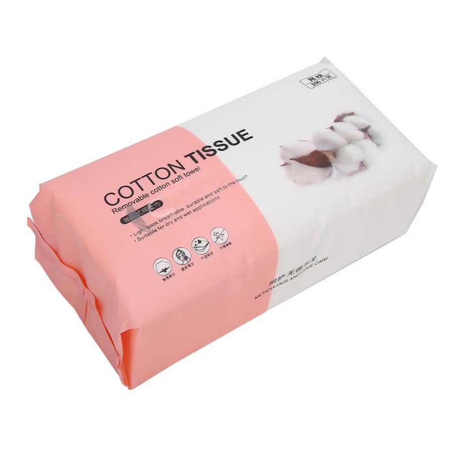 100pcs Wet Dry Dual Use Facial Cleaning Paper Towel Makeup Removal Tissue (Mesh Texture) Strong Toughness Face Makeup Pads