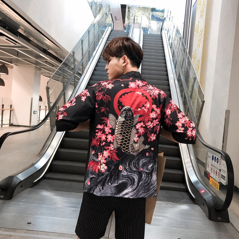 Japanischen orientalisch Kran Sakura Kimono Haori Strickjacke Chinesischen Seetang-anzug Ukiyo-e Schlecht Kleid Pyjama für Frau Mantel Outfits: Farbe7