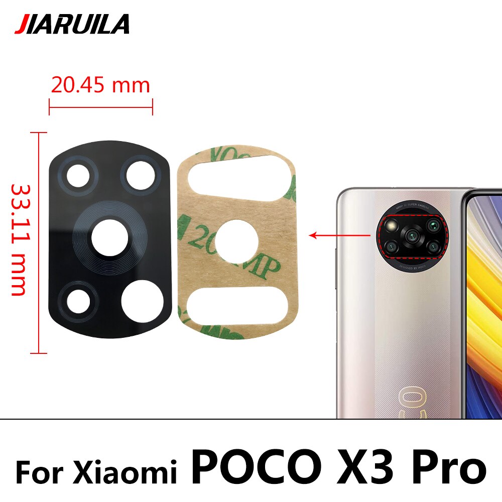 100% Original Camera Glass For Xiaomi Poco X3 NFC Poco M3 X3 Pro GT Poco F3 5G Rear Back Camera glass Lens With Glue Adhesive: Poco X3 Pro
