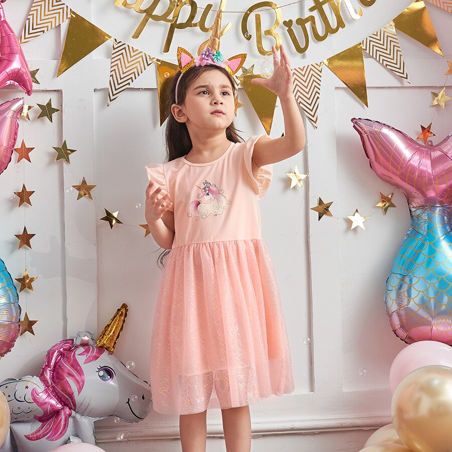 Flying Sleeve Princess Dresses Robe Enfant Fille Toddler Girl Clothes Fluffy Vestidos Unicorn Dress For Birthday Disfraz Gown