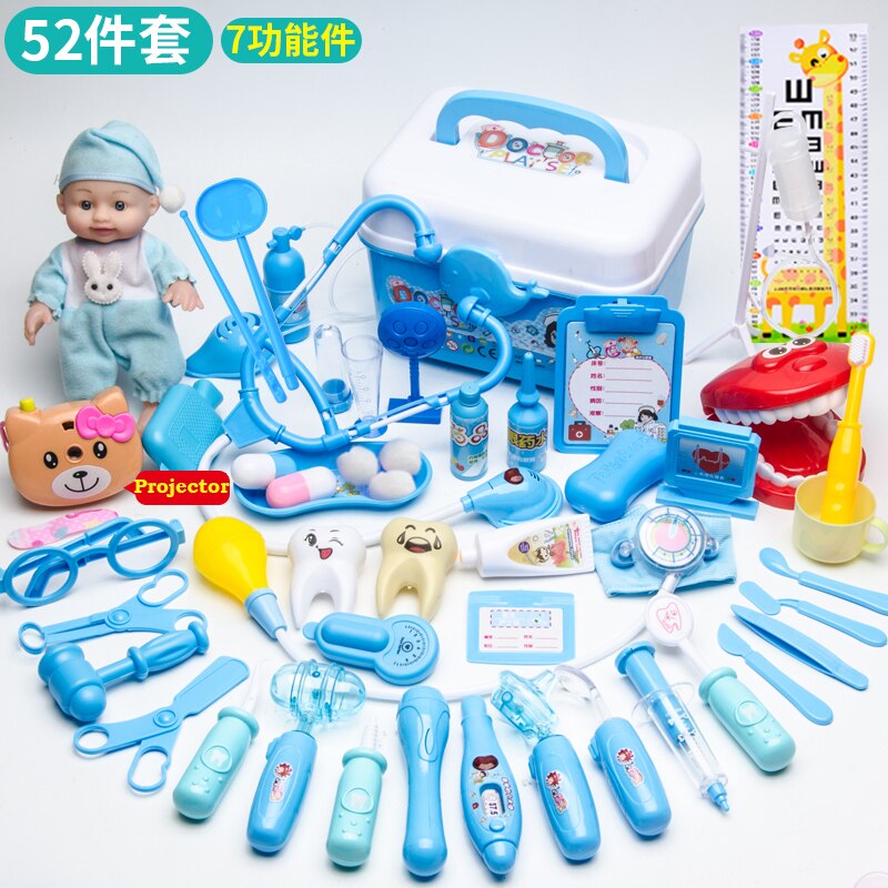 Nuovo Bambini Medico Set Giocattolo Per I Bambini Accessori Per Bambini Gioco di Ruolo Medico Dentista Giocattoli Ospedale Medicina Giochi Di Imitazione: 52pcs blue