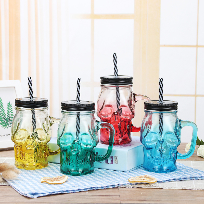 Creatieve Schedel Gradiënt Cup Multicolor Transparante Vodka Wijn Glas Whisky Bedekt Sap Stro Drink Cup Bar Tool Water Cup