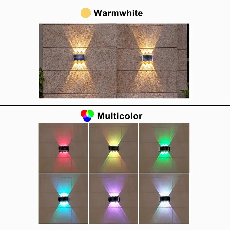LED-wandlamp op zonne-energie Buiten waterdichte verandaverlichting Bovenste onderste spotlight Straatlantaarn op zonne-energie voor balkon Binnentuin