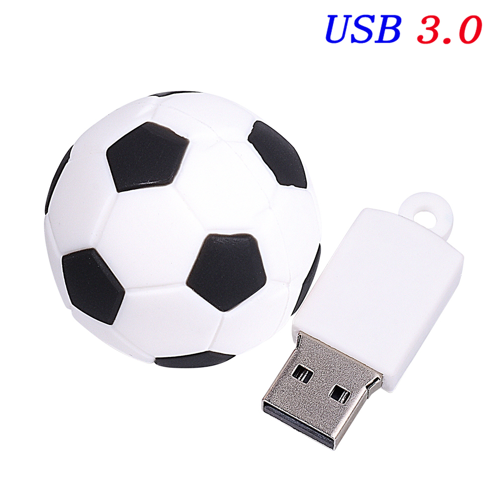 Piłka nożna USB 3.0 Pendrive 64GB Darmowy brelok do kluczy Pen Drive 32GB Kreatywne prezenty Cartoon Memory Stick Czarny Biały Czerwony Pendrive 16G: BIAŁY / 8 GB