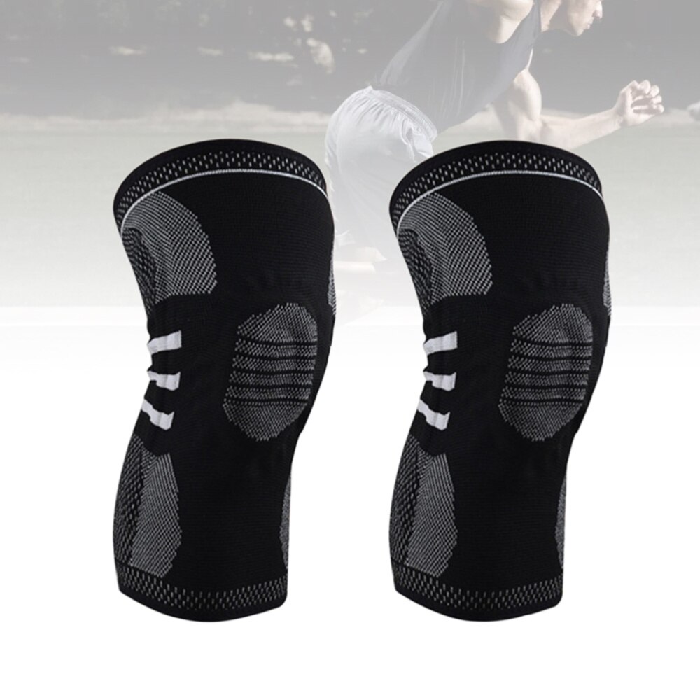 Enkele Fitness Hardlopen Fietsen Knie Ondersteuning Braces Elastische Nylon Sport Knie Pad Sleeve-Sized M (Grijs): Black