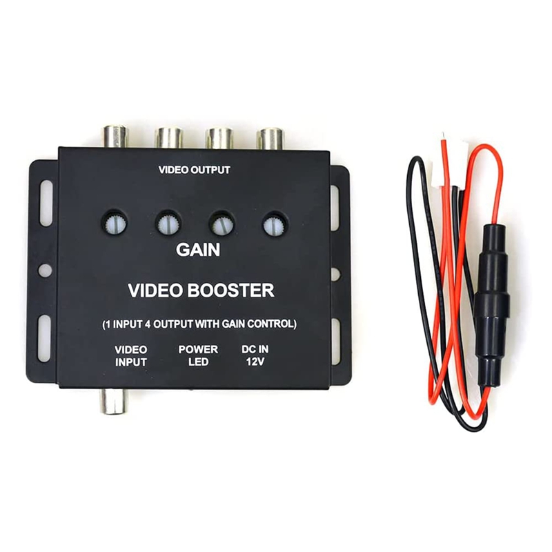 Retail Car Video Splitter 1 To 4 AV Signal Booster Amplifier Splitter For Car CCTV TV LCD DVD Player 1 Input 4 Output: Default Title