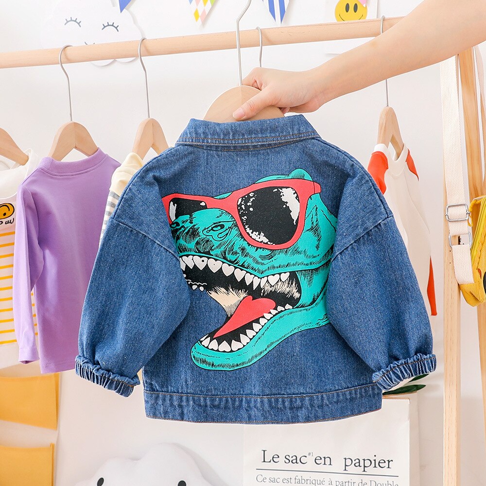 Baby Boy Denim Jas Kids Cartoon Dinosaurus Tops Herfst Peuter Warme Kleding Frosted Peuter Dagelijkse Slijtage Mode Ziet YE04212: Blue / 5T