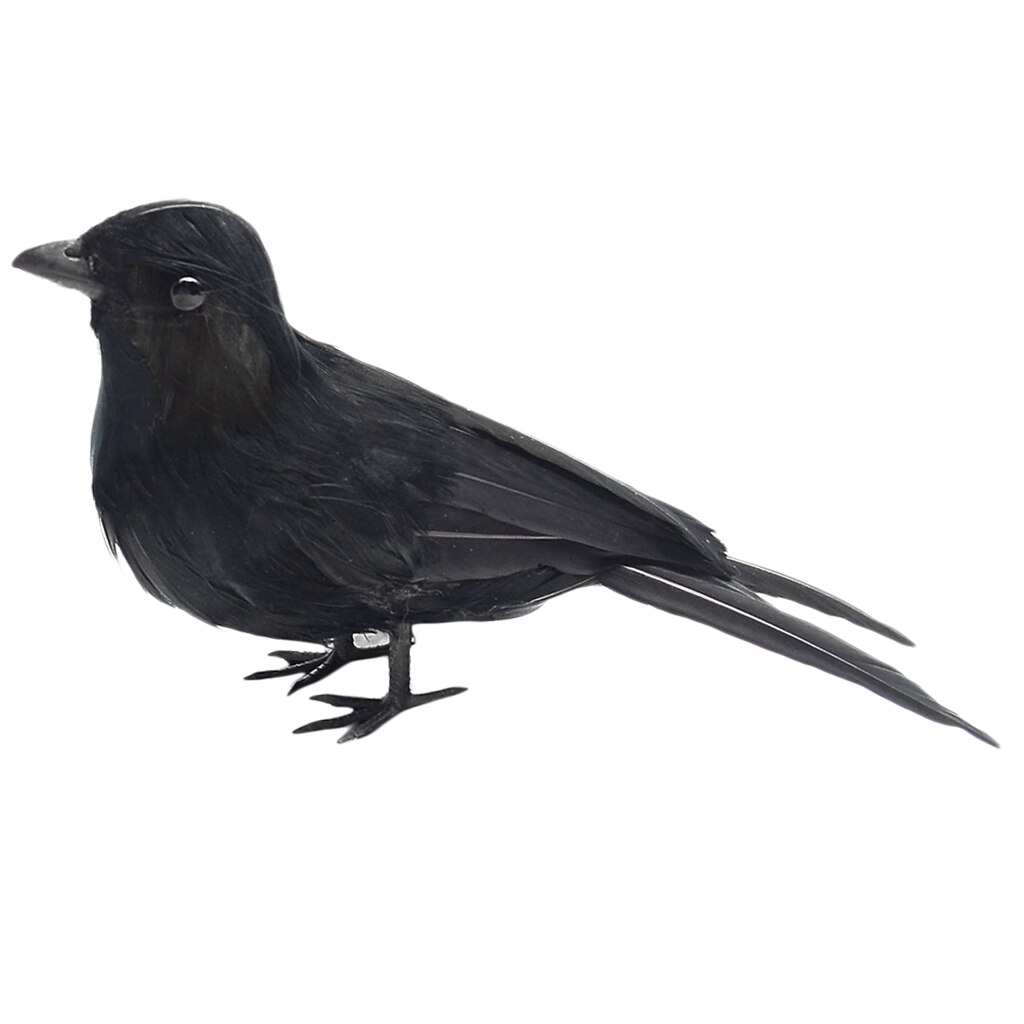 Synthetic Bird Sculpture Realistic Raven Crows Garden Halloween Ornament