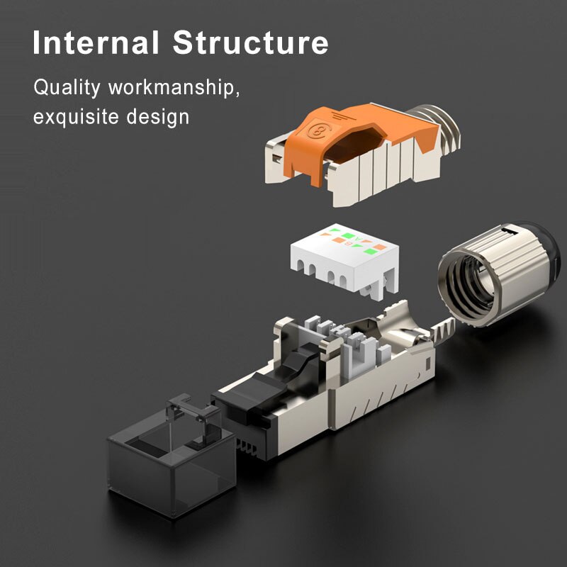Cat6 Cat6A Cat7 Cat8 przemysłowy Ethernet złącze RJ45 ekranowane pole wtyczka narzędzie bezpłatne łatwe metalowe odlewane zakończenie Conector
