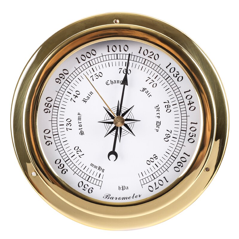 1 stk messing kasse vejrstation barometer temperatur hygrometer ur og ur tid 145mm 1-6 model for at vælge  b91456: Barometer