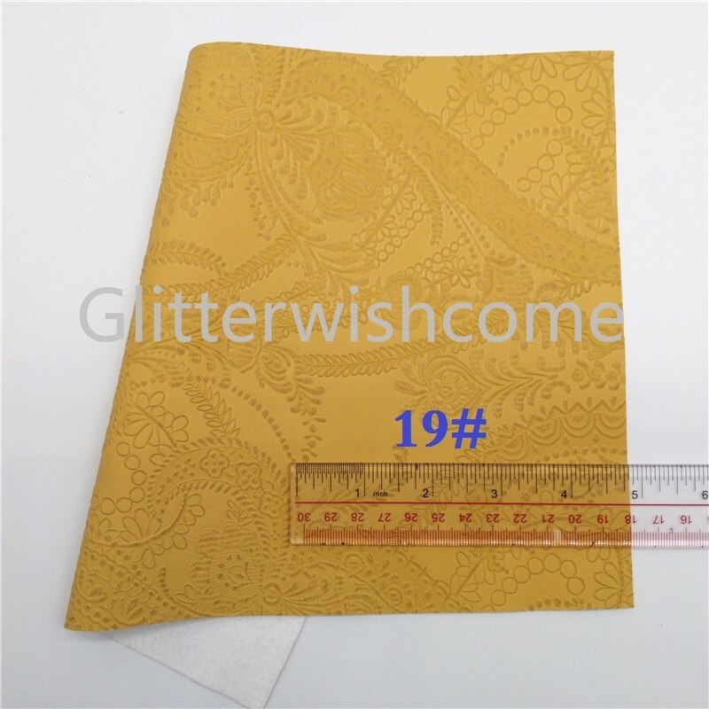 Canapé en similicuir vinyle de taille A4 | Glitterwishcome 21x29cm pour nœuds, tissu à fleurs en relief, feuilles de cuir pour nœuds, GM524A