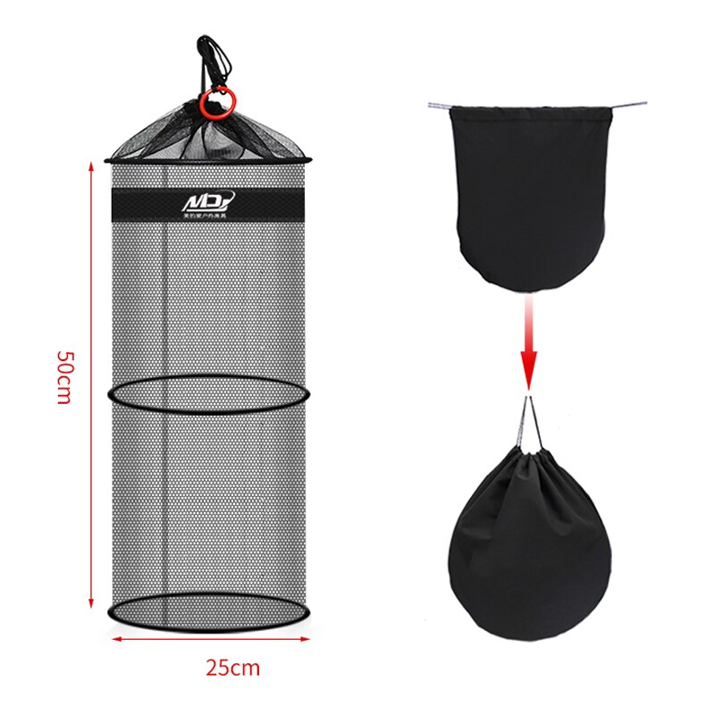 Draagbare Visnet Met Kleine Netje Sneldrogende Vissen Trap Netten Opvouwbare Rivierkreeft Karpervissen Accessoires Tool X467G: 50cm with bag